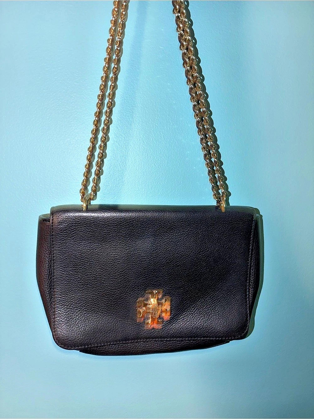 Tory Burch Turnlock Shoulder Bag Black Chain
